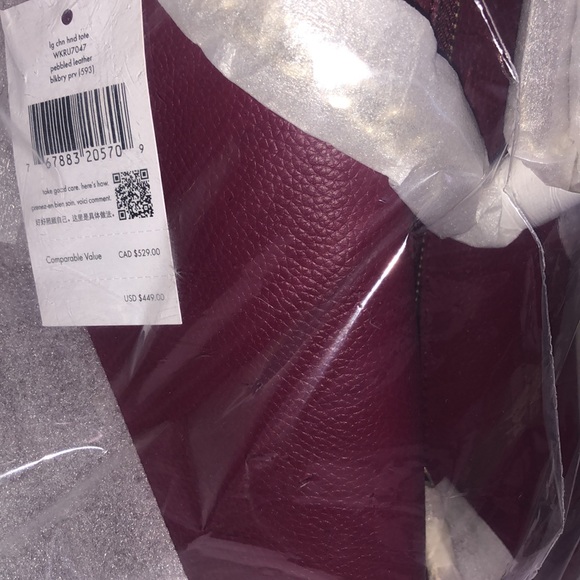 ♠️ kate spade Jordyn Pebbled Leather Large Chain Handle Tote Bag, Blackberry NWT - Picture 6 of 8